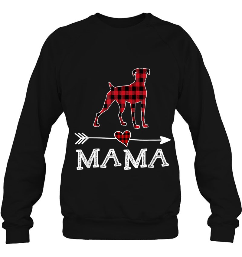 Womens Red Plaid Mama Boxer Dog Mom Buffalo Pajama Sweatshirt