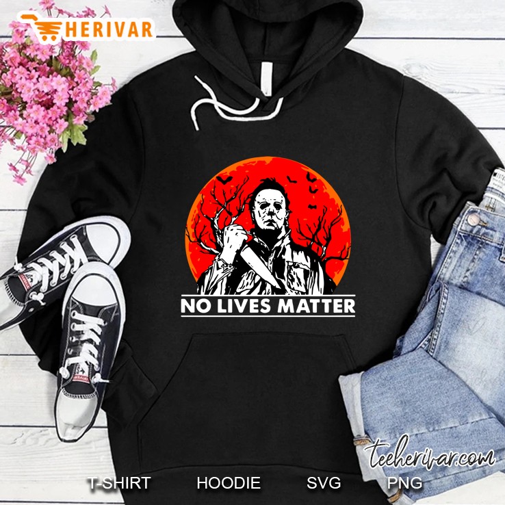 No Lives Matter Michael Myers With Knife Bat Halloween Moon Hoodie