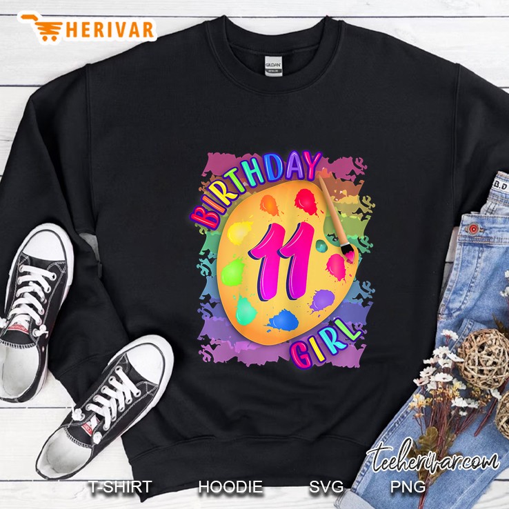 Birthday Girl 11 Years Old Art Painting Party 11Th Birthday Sweatshirt