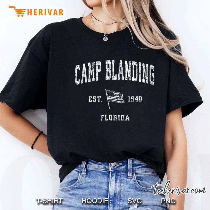 Camp Blanding Florida Fl Vintage Us Flag Sports Ladies Tee