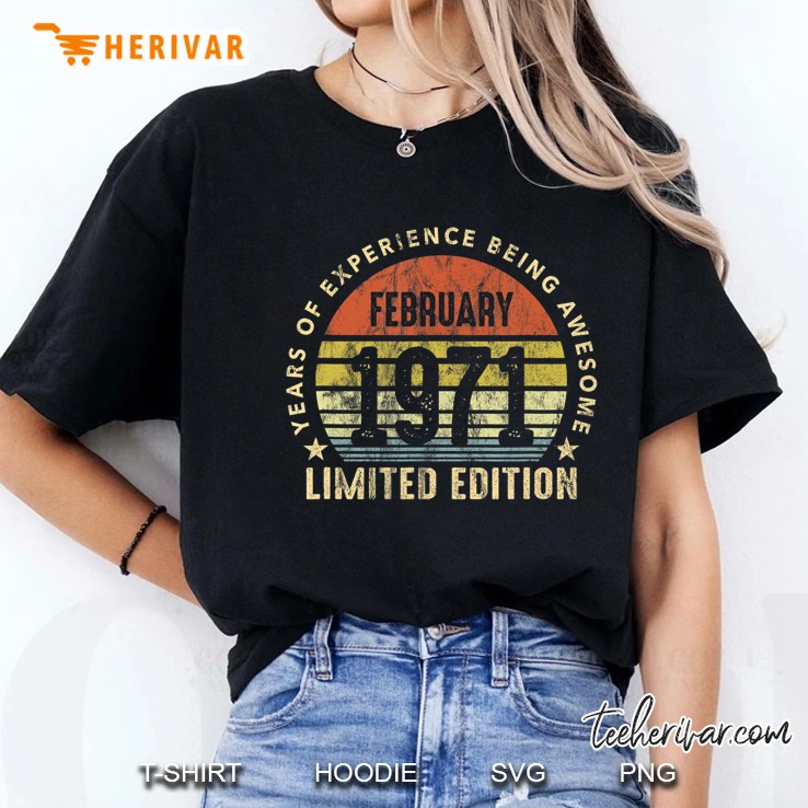 Born In February 1971 Vintage Retro Sunset 50Th Birthday Ladies Tee