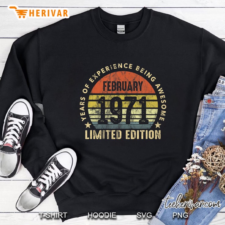 Born In February 1971 Vintage Retro Sunset 50Th Birthday Sweatshirt