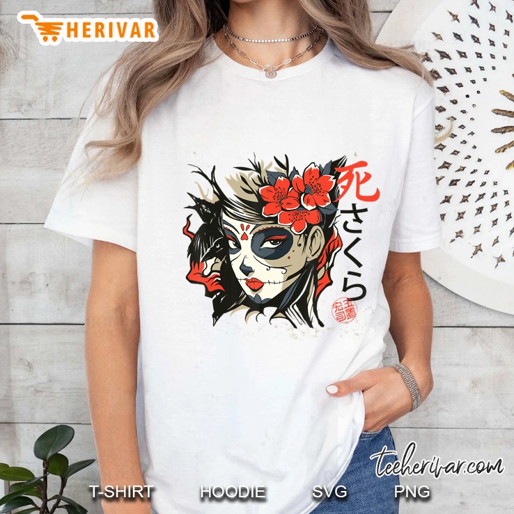 Sugar Skull Muerta Mexican Asian Japanese Art Ladies Tee