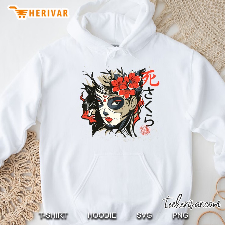 Sugar Skull Muerta Mexican Asian Japanese Art Hoodie