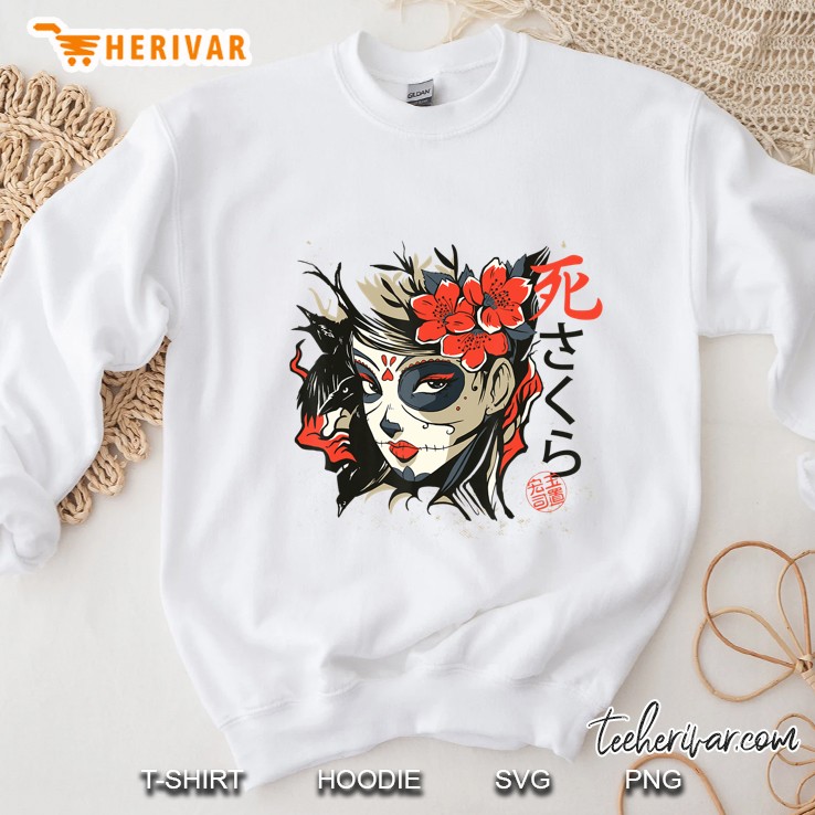 Sugar Skull Muerta Mexican Asian Japanese Art Sweatshirt