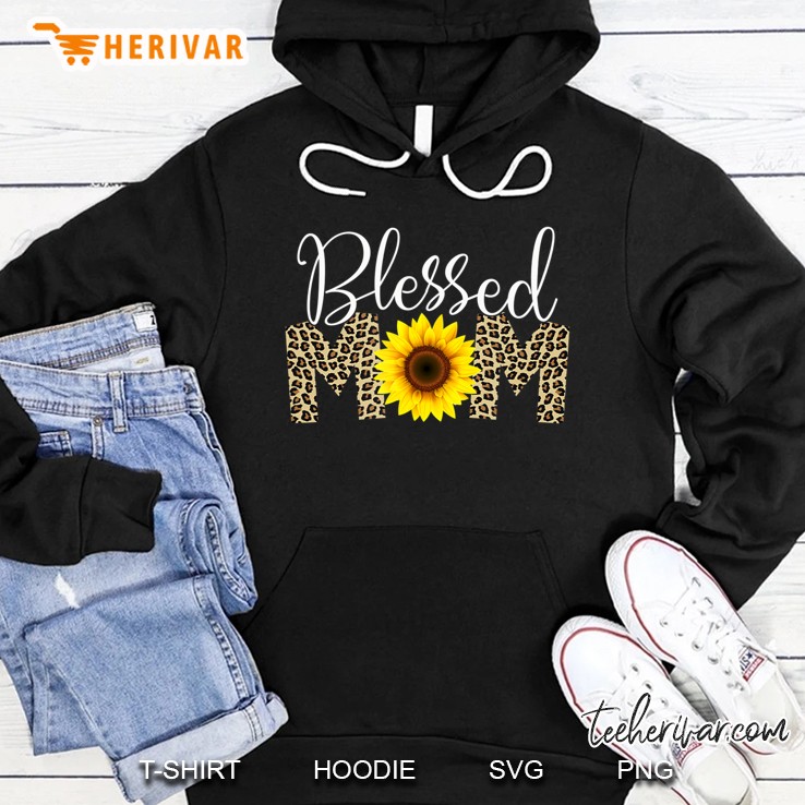 Blessed Mom Leopard Print Sunflower Hoodie