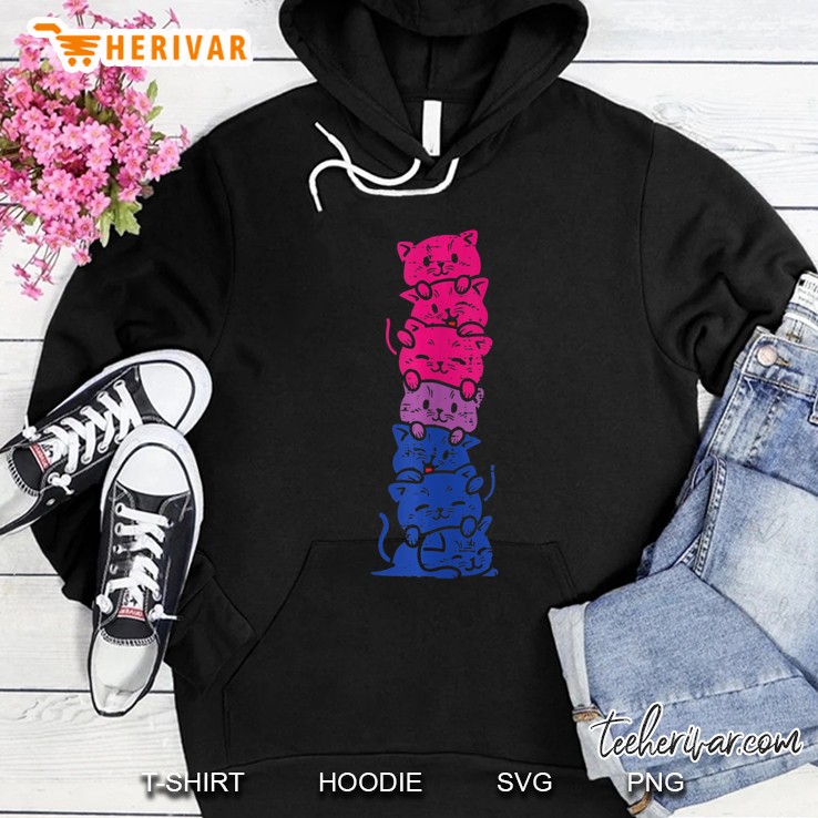 Cat Stack Bisexual Pride Cute Bi Flag Lgbt Animal Lover Hoodie