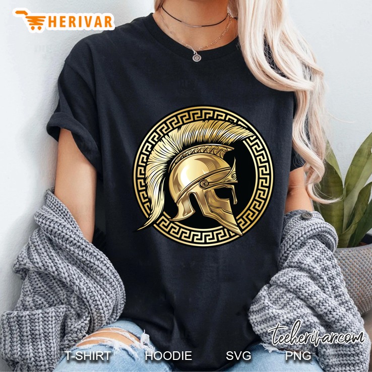 Spartan Helmet Gold Gladiator Sparta Greek Gym Workout Pullover Ladies Tee