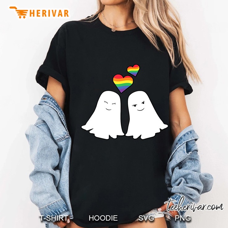 Lgbt Rainbow Pride Gay Spooky Ghosts Gift Halloween Lgbtq Ladies Tee