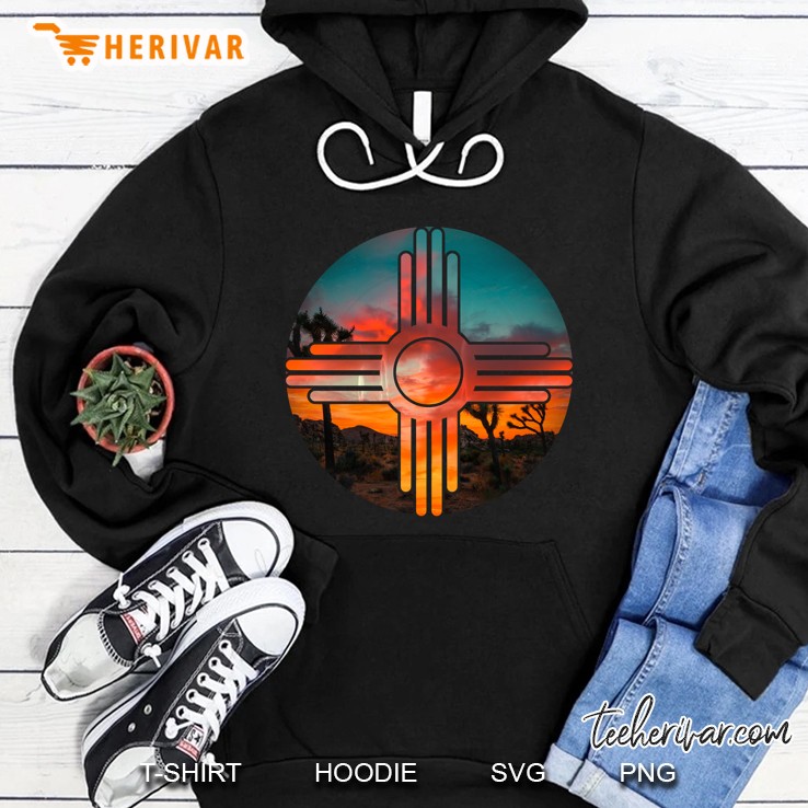 New Mexico Zia Symbol And Landscape Art Hoodie