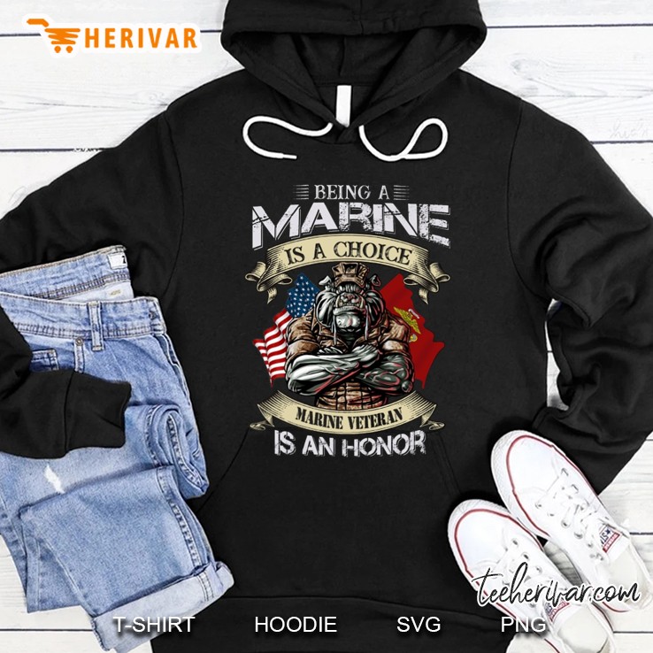 Being A Marine Is A Choice Marine Veteran Is An Honor Muscle Bulldog Hoodie