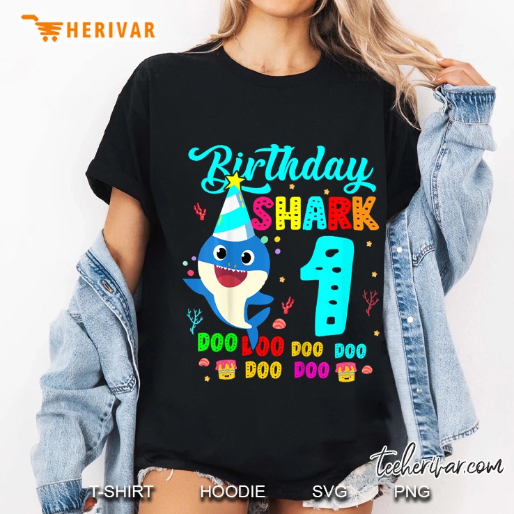 Kids Kids Baby Shark 1 Years Old 1St Birthday Doo Doo Ladies Tee