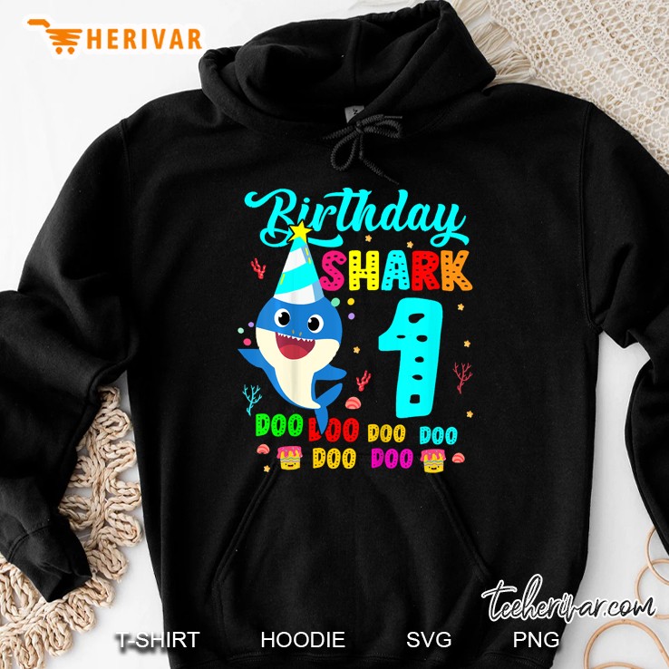 Kids Kids Baby Shark 1 Years Old 1St Birthday Doo Doo Hoodie