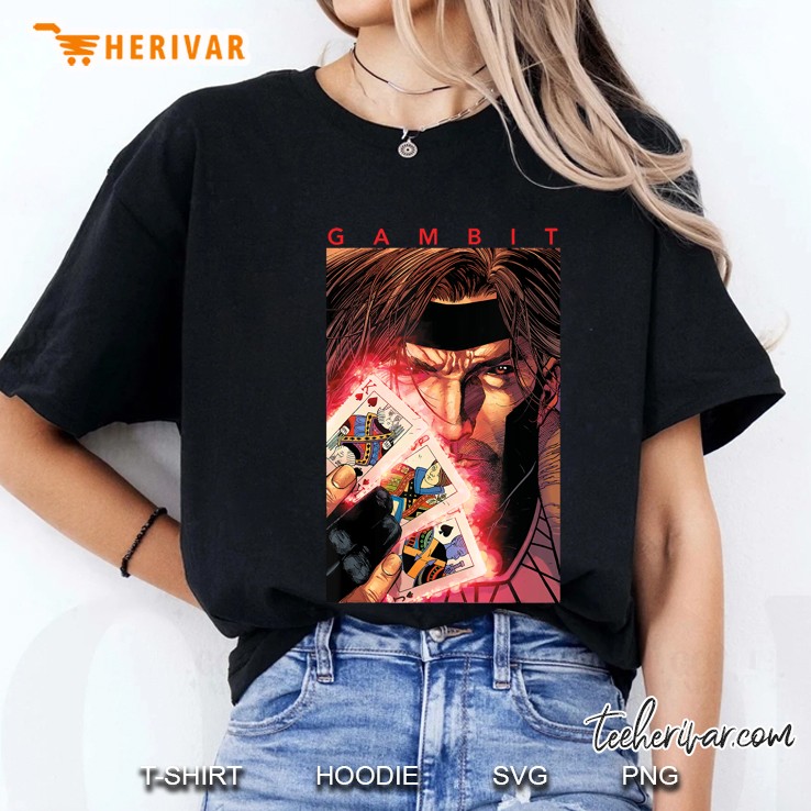 Marvel X-Men Gambit Glowing Cards Graphic Ladies Tee