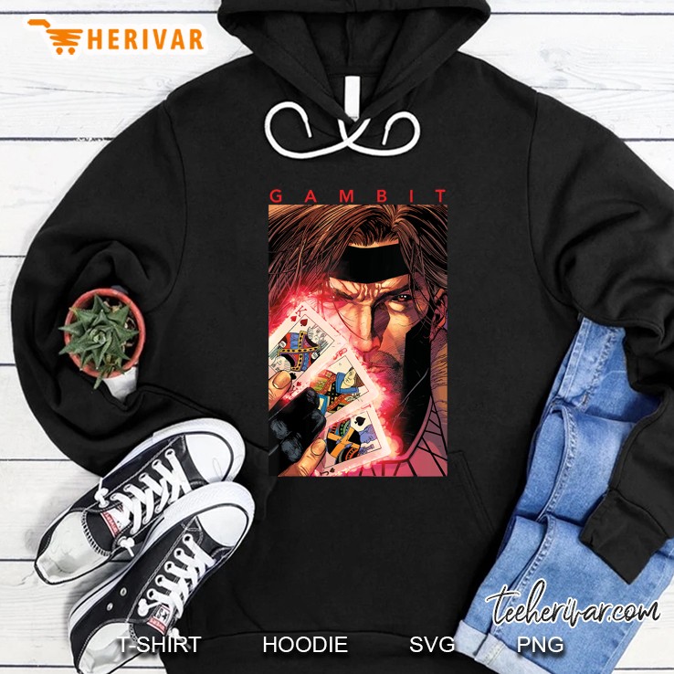 Marvel X-Men Gambit Glowing Cards Graphic Hoodie