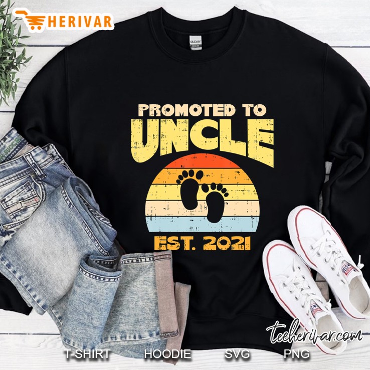 Mens Promoted Uncle 2021 Feet Retro Pregnancy Announcement Gift Sweatshirt