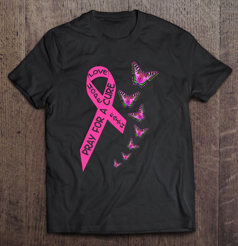 Pray For A Cure Faith Hope Love Breast Cancer Awareness Pink Ribbon ...