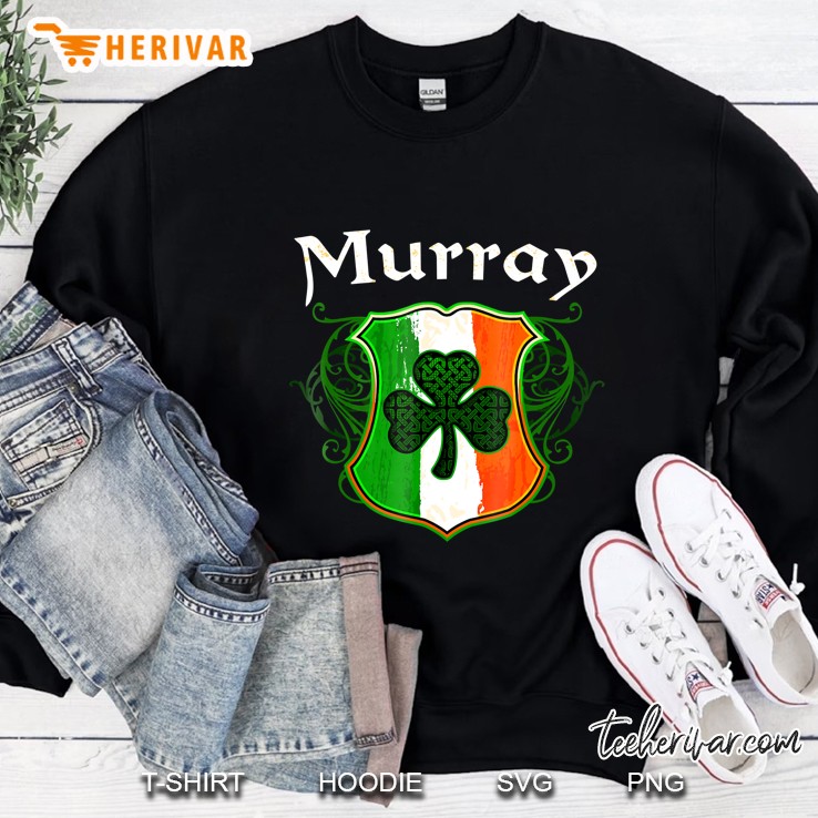 Murray Surname Irish Last Name Shamrock Crest Ireland Flag Sweatshirt