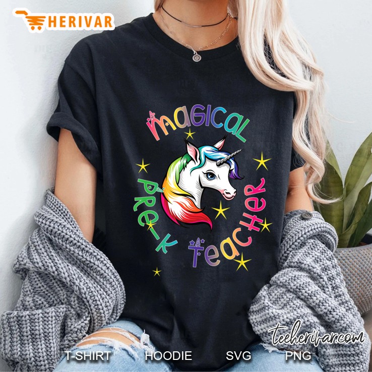Cute Pre K Teachers Are Magical With Unicorn And Stars Ladies Tee