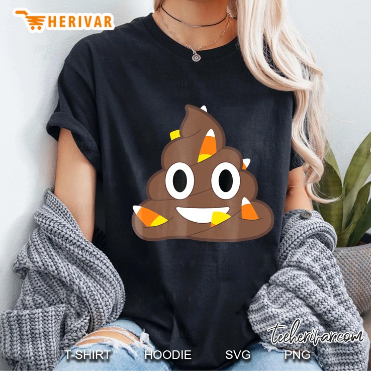 Candy Corn Poop Emoji Halloween Shirt Ladies Tee