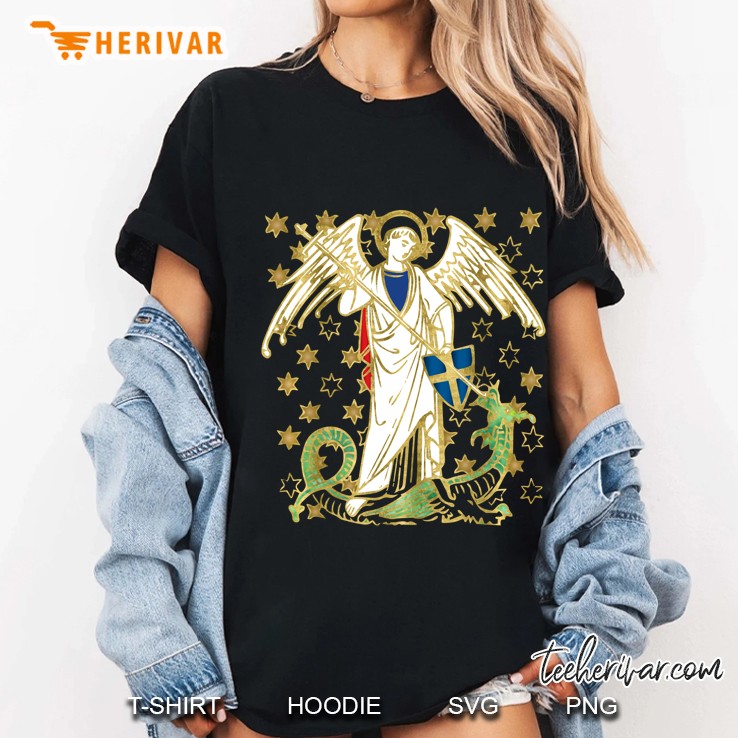 St. Michael The Archangel Icon Dragon Catholic Angel Vintage Ladies Tee