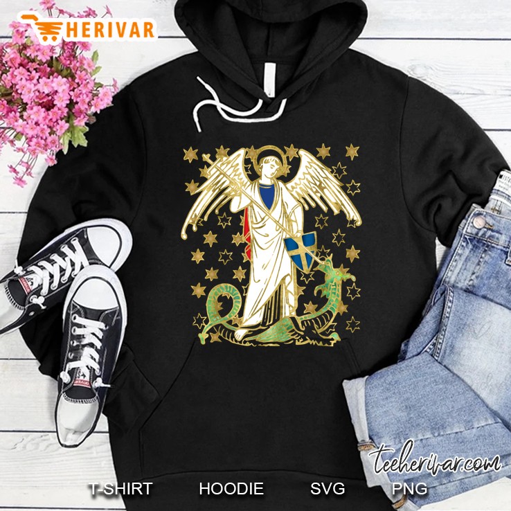 St. Michael The Archangel Icon Dragon Catholic Angel Vintage Hoodie
