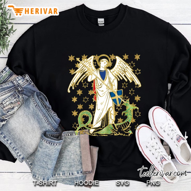 St. Michael The Archangel Icon Dragon Catholic Angel Vintage Sweatshirt
