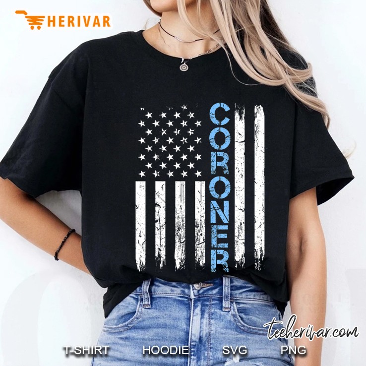 Coroner Usa Flag Medical Examiner Thin Blue Line Crime Scene Ladies Tee