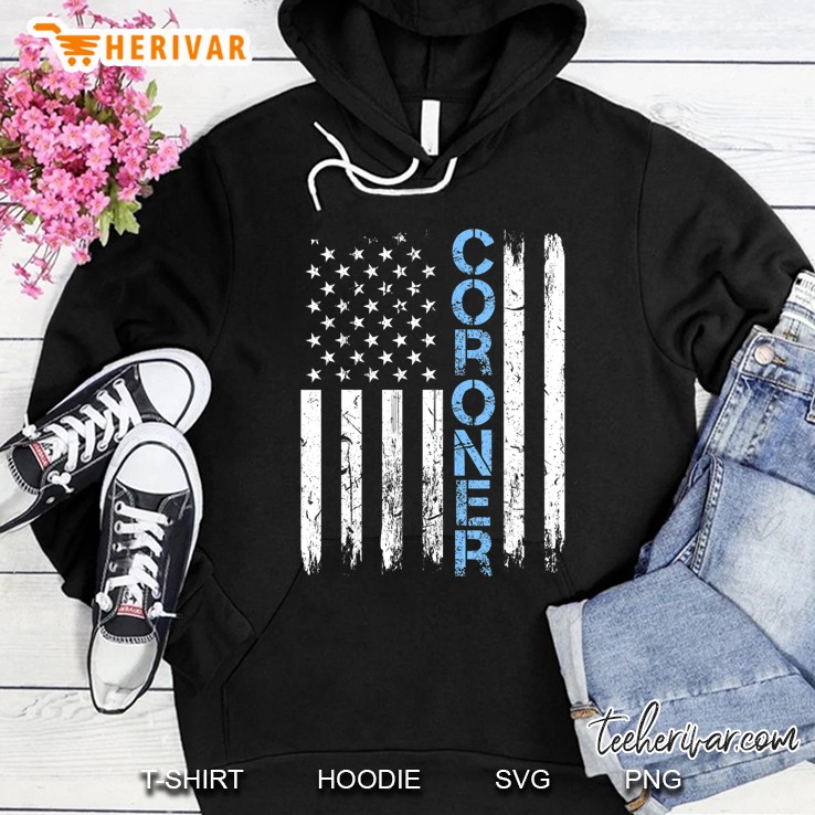 Coroner Usa Flag Medical Examiner Thin Blue Line Crime Scene Hoodie