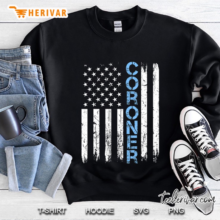 Coroner Usa Flag Medical Examiner Thin Blue Line Crime Scene Sweatshirt