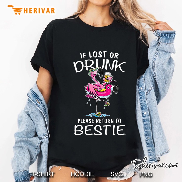 If Lost Or Drunk Please Return To My Bestie Couple Flamingo Ladies Tee