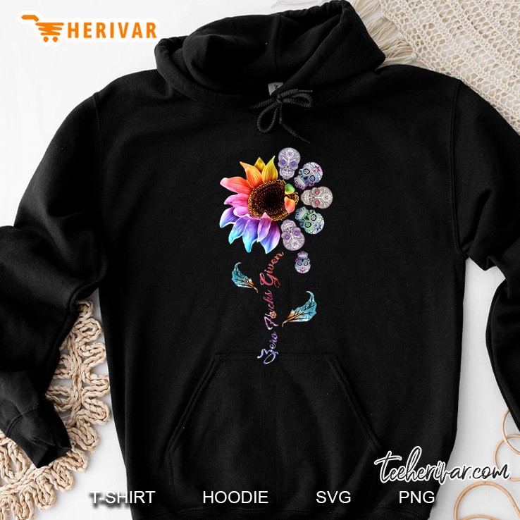 Zero Fucks Given Sugar Skull Colorful Sunflower Hoodie