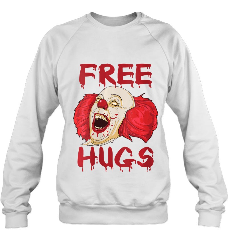 Womens Free Hugs Evil Killer Scary Clown Halloween Horror Gift Sweatshirt