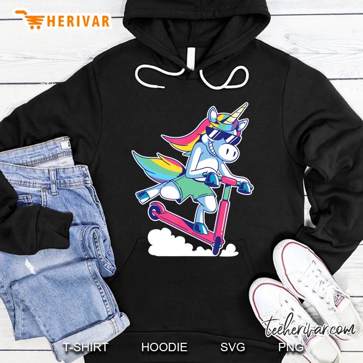 Fresh Kid Unicorn Riding A Scooter Hoodie