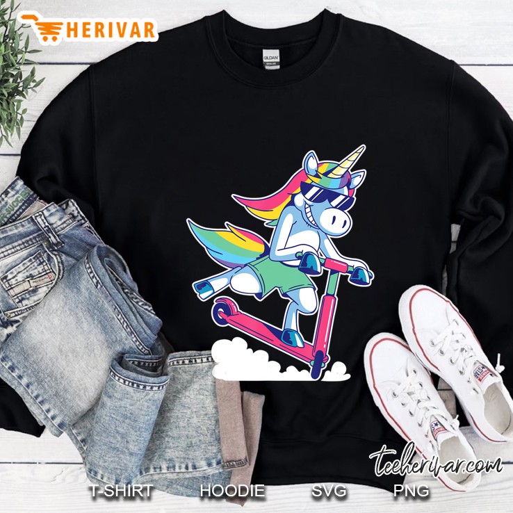 Fresh Kid Unicorn Riding A Scooter Sweatshirt