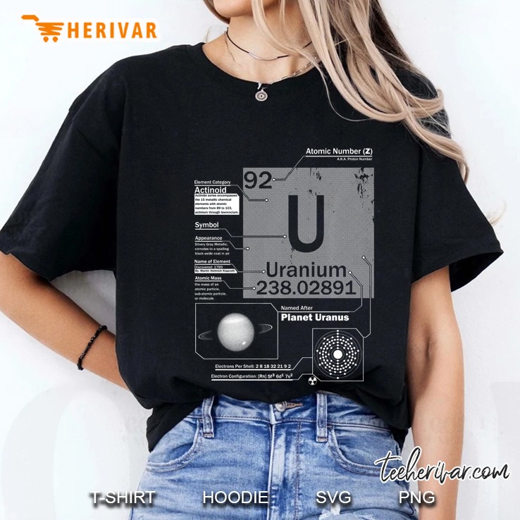 Uranium (U) Element Atomic Number 92 Science Chemistry Ladies Tee