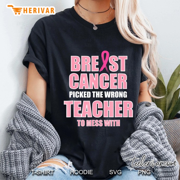 Breast Cancer Awareness Teacher Ladies Tee