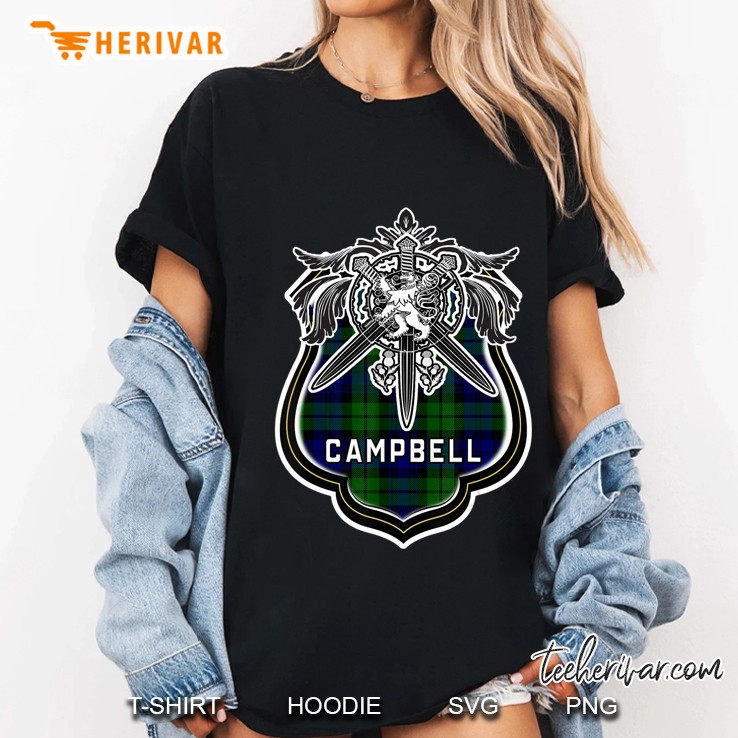 Campbell Scottish Clan Family Tartan Lion Sword Name Ladies Tee