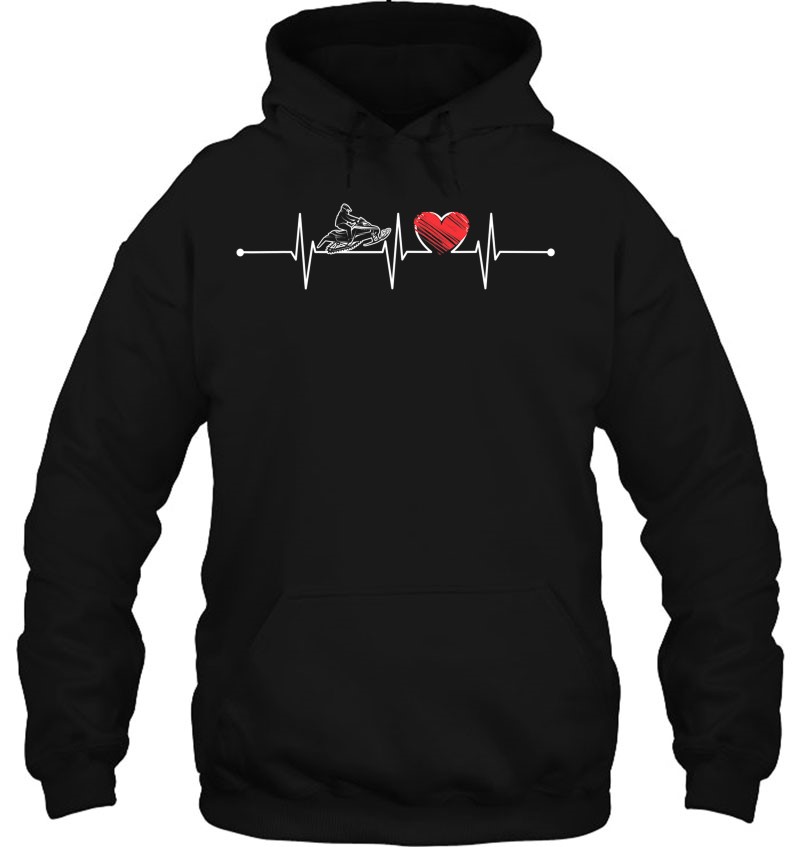 Snowmobile Heartbeat Gift Ekg Snowmobiling Lover Funny Cool T Shirts ...