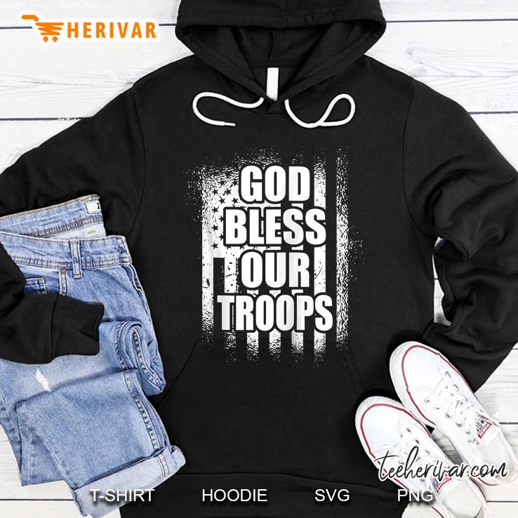 God Bless Our Troops Red Friday Military Zip Hoodie