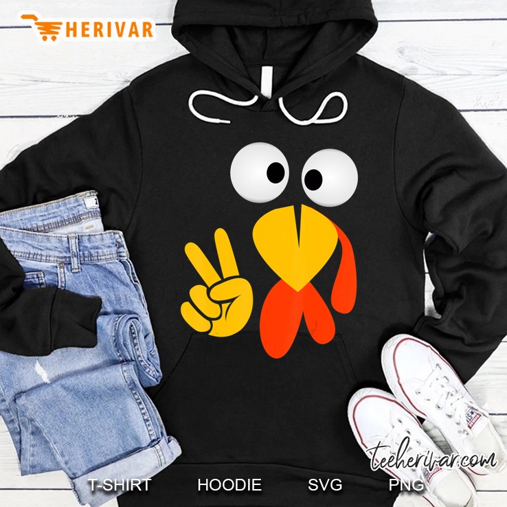 Funny Thanksgiving Turkey Face Peace Sign Kids Gift Idea Hoodie