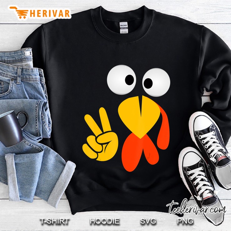 Funny Thanksgiving Turkey Face Peace Sign Kids Gift Idea Sweatshirt