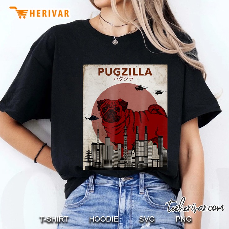 Pug Tshirt Pugzilla Ladies Tee