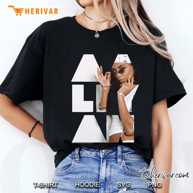 Aaliyah Photo Filled Letters Ladies Tee