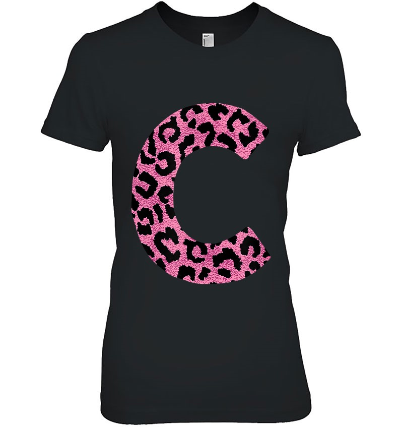the letter c in pink cheetah print