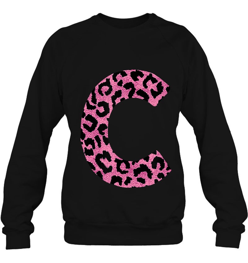 the letter c in pink cheetah print