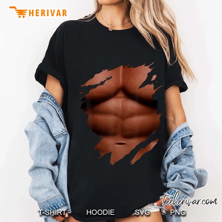 Chest Six Pack Abs Muscles Black Man Dark Skin Ladies Tee