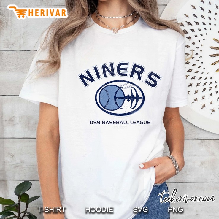 Star Trek Ds9 Niners Baseball League Logo Premium Ladies Tee