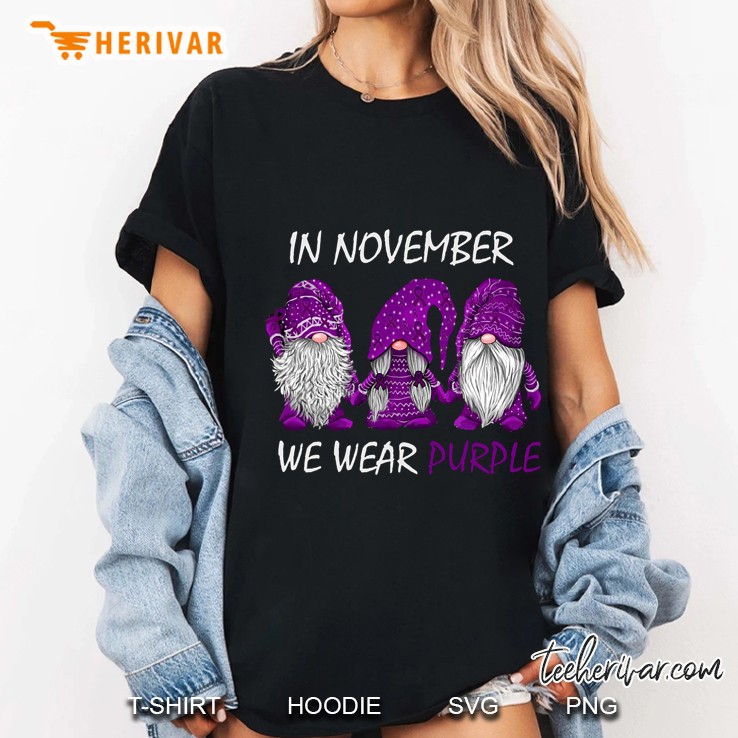In November We Wear Purple Epilepsy Awareness Swedish Gnomes Ladies Tee
