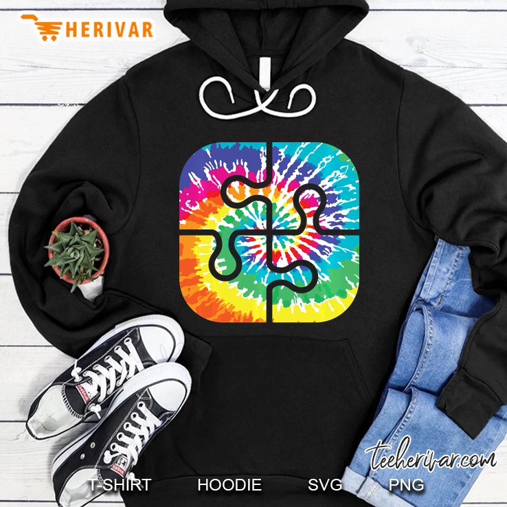 Autism Puzzle Piece Shirt, Tie Dye Autistic Puzzle Hoodie